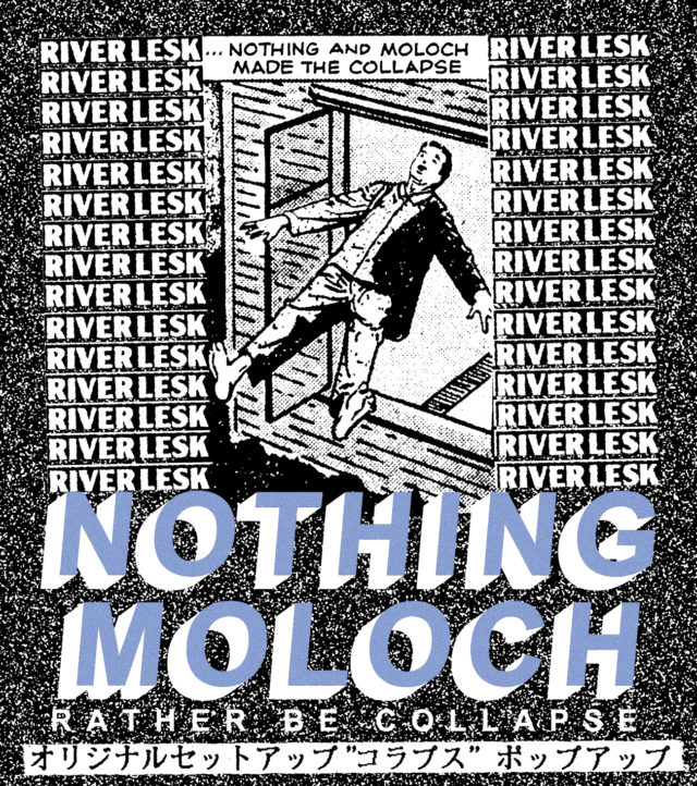 NOTHINGとMOLOCHのコラボワークウェアがリリース。今池のバー・riverleskにてPOPUPを開催。